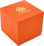 Tory Burch Oval Crystals Mother of Pearl Dial Two Tone Steel Strap Watch for Women - YBW6037