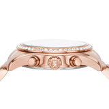 Michael Kors Lexington Chronograph Red Dial Rose Gold Steel Strap Watch For Women - MK7275
