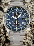 Citizen Eco Drive Chronograph Blue Dial Silver Stainless Steel Watch For Men - CA0690-88L