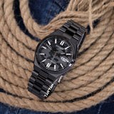 Citizen Tsuyosa Automatic Camouflage Black Dial Black Steel Strap Watch For Men - NJ0155-87E