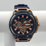 Guess Matrix Multifunction Blue Dial Blue Rubber Strap Watch for Men - GW0423G4